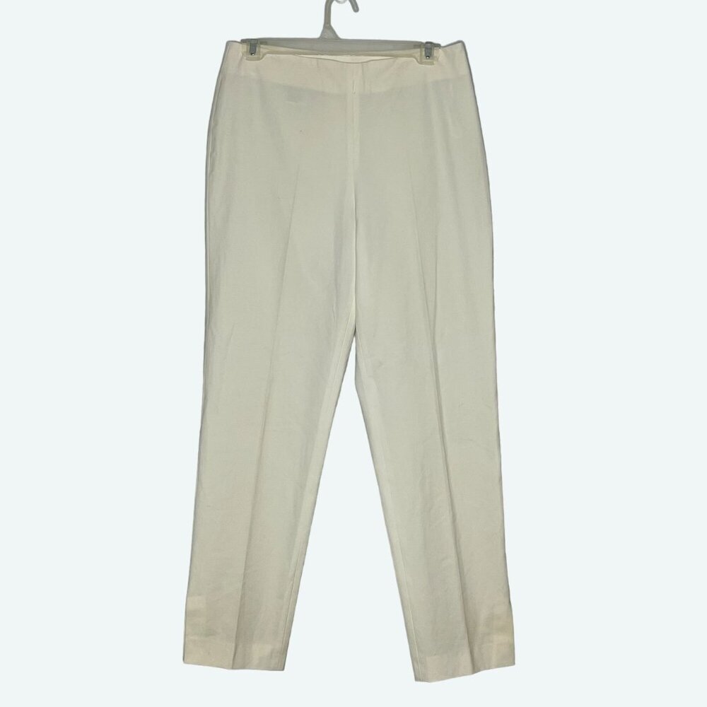 Gunnex Eggshell White Side Zip Skinny Ankle Pants COtton Blend Stretch‎ Size 8